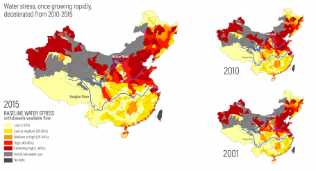 Map showing baseline water stress, 2001, 2010, 2015