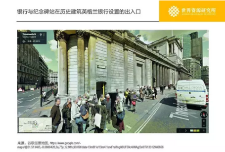 The Bank and the Monument stand at the entrance and exit set by the Bank of England, a historic building